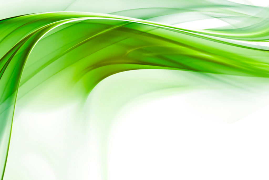 Abstraktes Bild mit fließenden grünen Wellen auf weißem Hintergrund, das ein Gefühl von Bewegung und Fluidität erzeugt. Die durchscheinenden Schichten sorgen für ein weiches, ätherisches Aussehen.