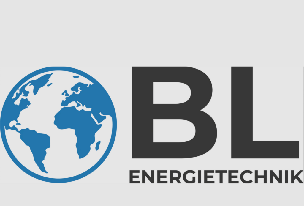Ein blaues und weißes Globussymbol neben großen schwarzen Buchstaben "BL" und einem kleineren Text "ENERGIETECHNIK" auf weißem Hintergrund.