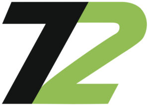 Das Bild zeigt die Zahl 72, wobei die „7“ in Schwarz und die „2“ in Grün ist, beide in einer fetten und modernen Schriftart.